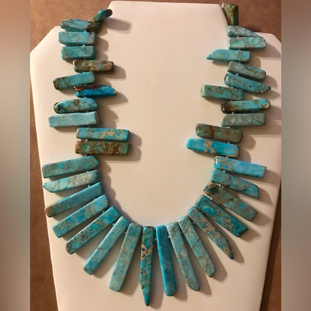 Vintage Lucas Lameth 925 Sterling Silver, Turquoise Jasper, Necklace 18-20” - Picture 2 of 16